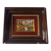 antique painting signed R. Bétourné wooden stucco frame