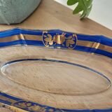 Blue and gold glass dish
