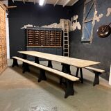 Guinguette table with benches