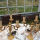 Pair of 3-light bronze candlestick lamps