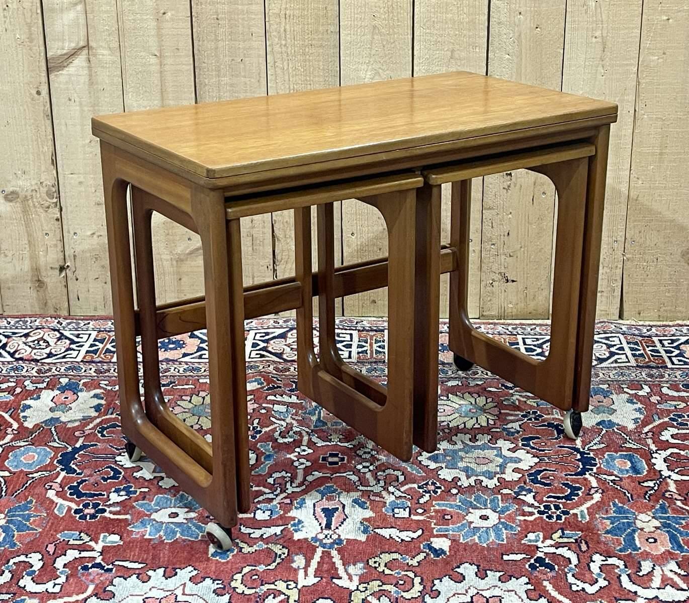 English teak folding nesting table from the 70s
