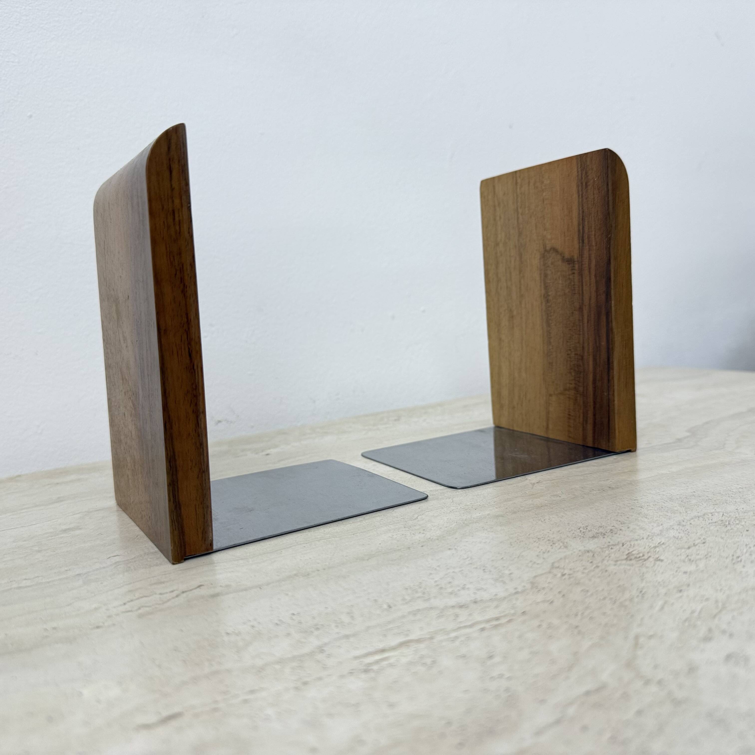 Vintage pair of wood bookends , 1970s