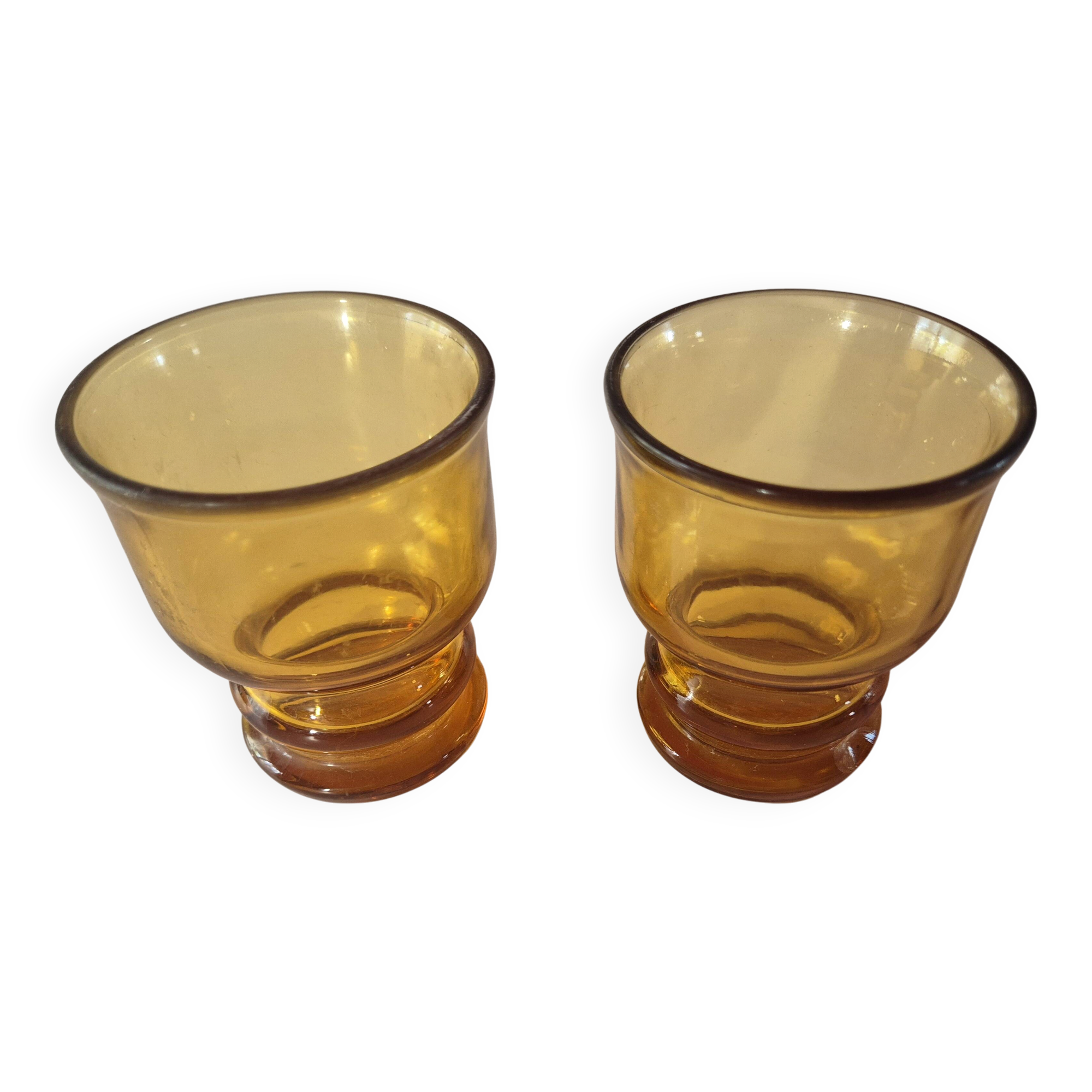 set of 2 smoked yellow amber vintage Pernod SA glasses