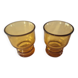 set of 2 smoked yellow amber vintage Pernod SA glasses