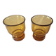 set of 2 smoked yellow amber vintage Pernod SA glasses