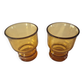 set of 2 smoked yellow amber vintage Pernod SA glasses