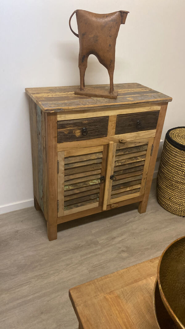 Buffet persiennes bois exotique recyclé