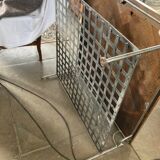 Coffee table in oak (Versailles panel) and wrought iron