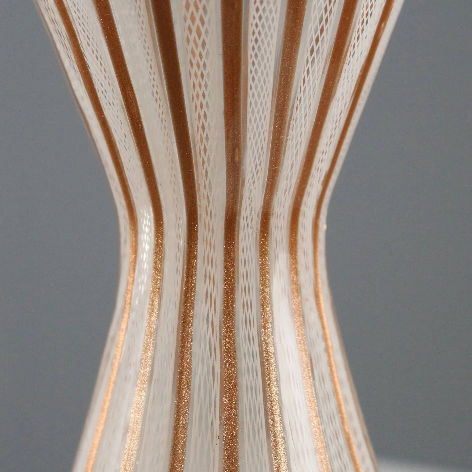 Vintage hourglass-shaped glass vase, designer, Italy, 1950s-1960s.