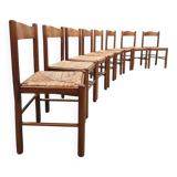 Rustic chalet rush dining chairs vintage 'Wabi Sabi'