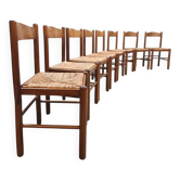Chaises de salle à manger rustiques en jonc de mer vintage 'Wabi Sabi'
