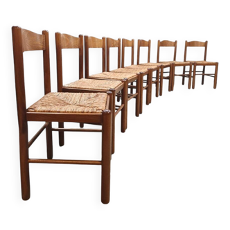 Chaises de salle à manger rustiques en jonc de mer vintage 'Wabi Sabi'