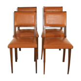 Set of four chairs in wood and leatherette