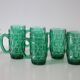 Ensemble de 6 mugs en verre, vert, vintage français, 1980