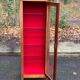 Louis Philippe display cabinet in solid wood and burgundy velvet from the 20th century
