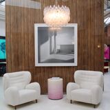 Late 20th Century Wool and Solid Wood Pair of Armchairs, Norway