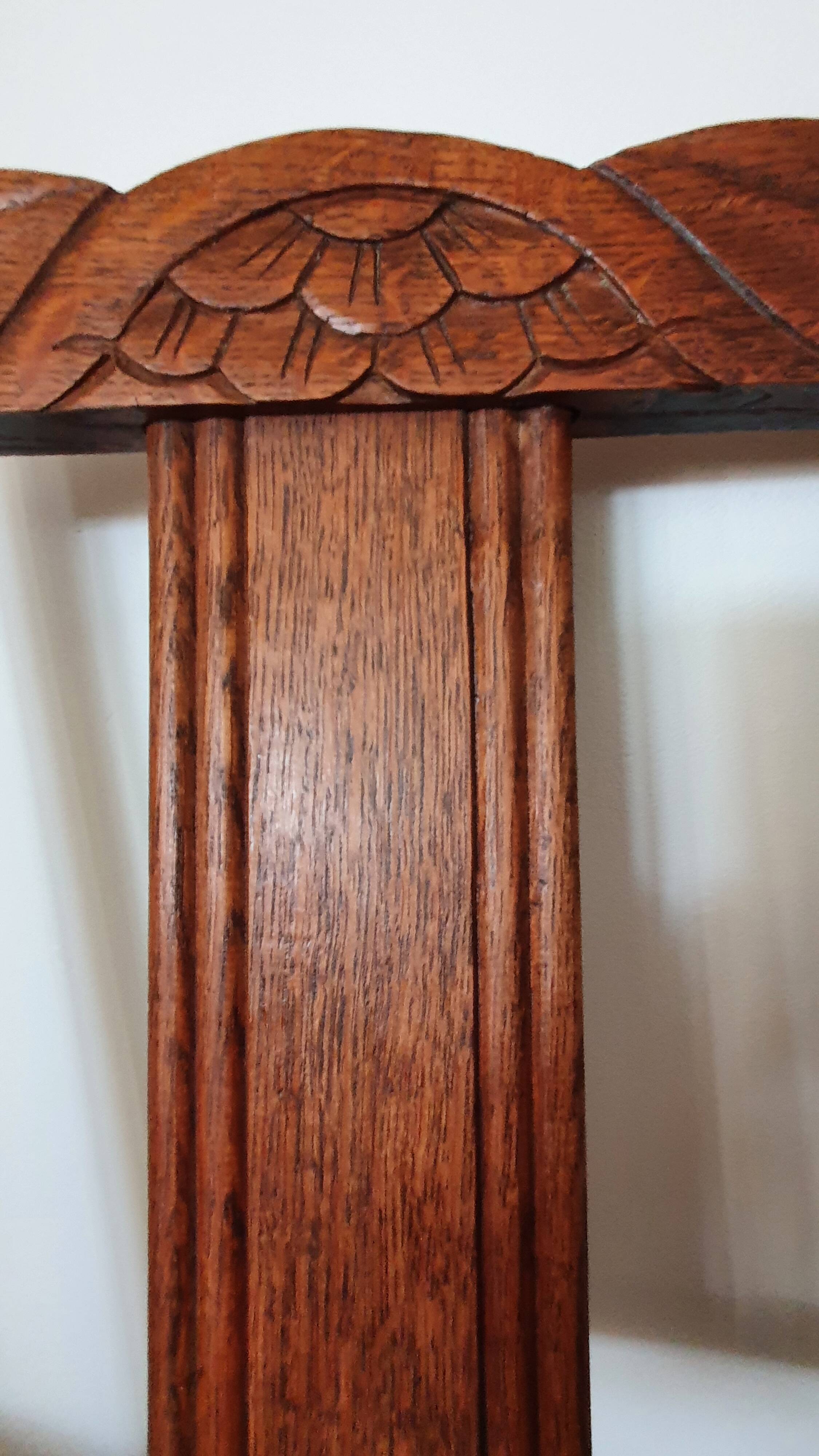 Pair of wooden chairs and Art Deco canning