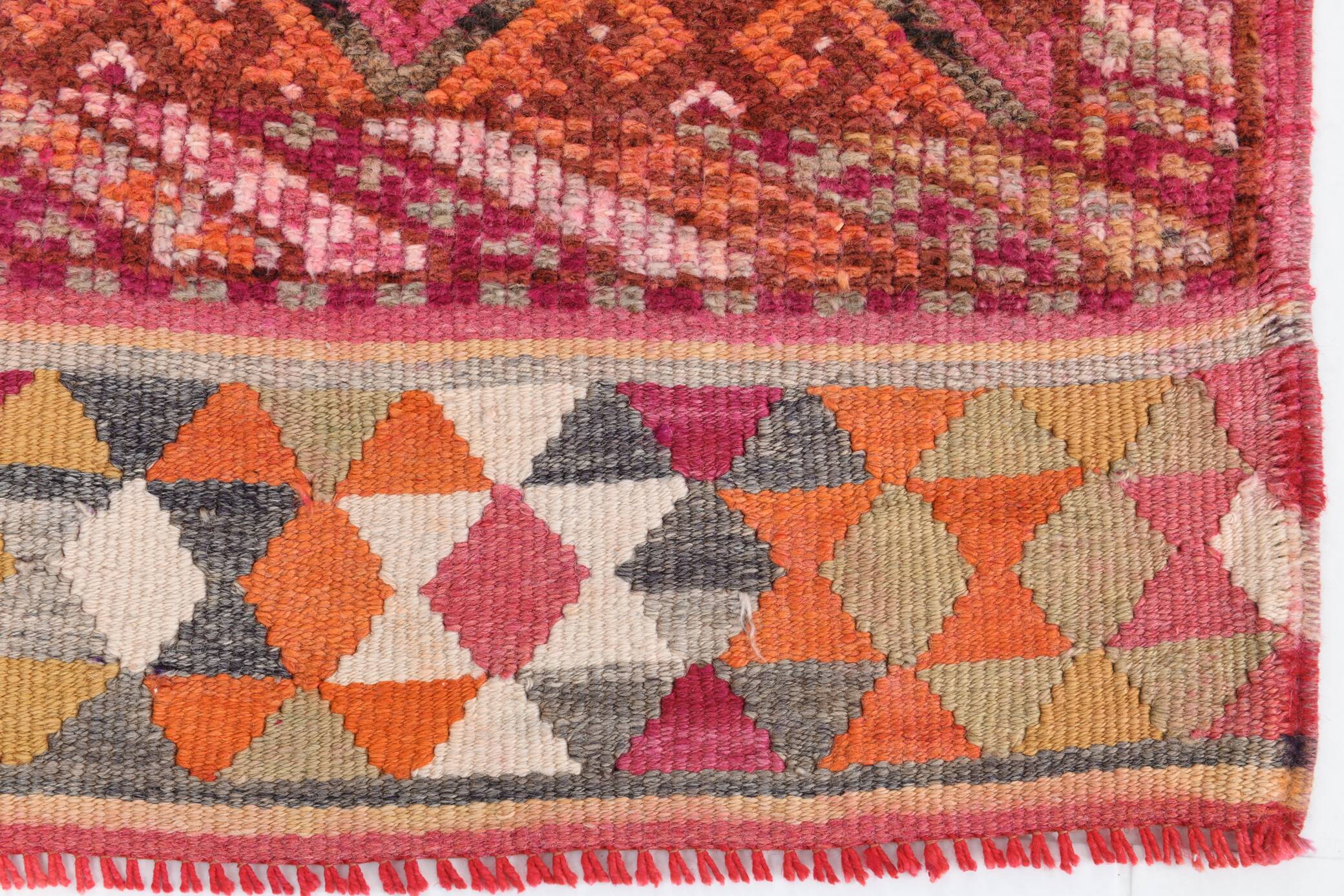 Tapis Couloir Turc Géométrique, Tapis Tribal Vintage, 87x366 Cm