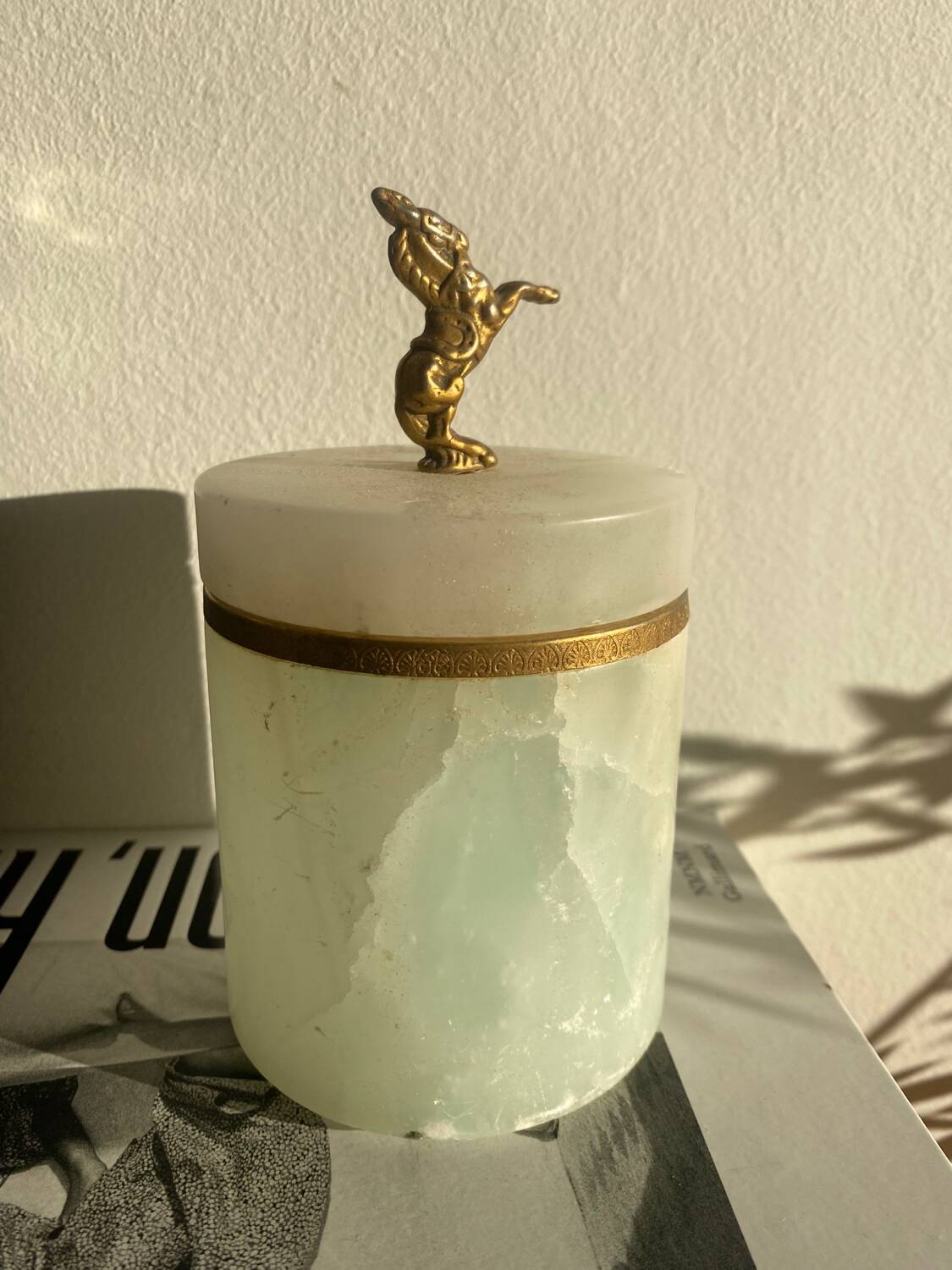 Marble and brass tobacco pot