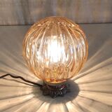 Table lamp with amber glass globe - mid 20th century