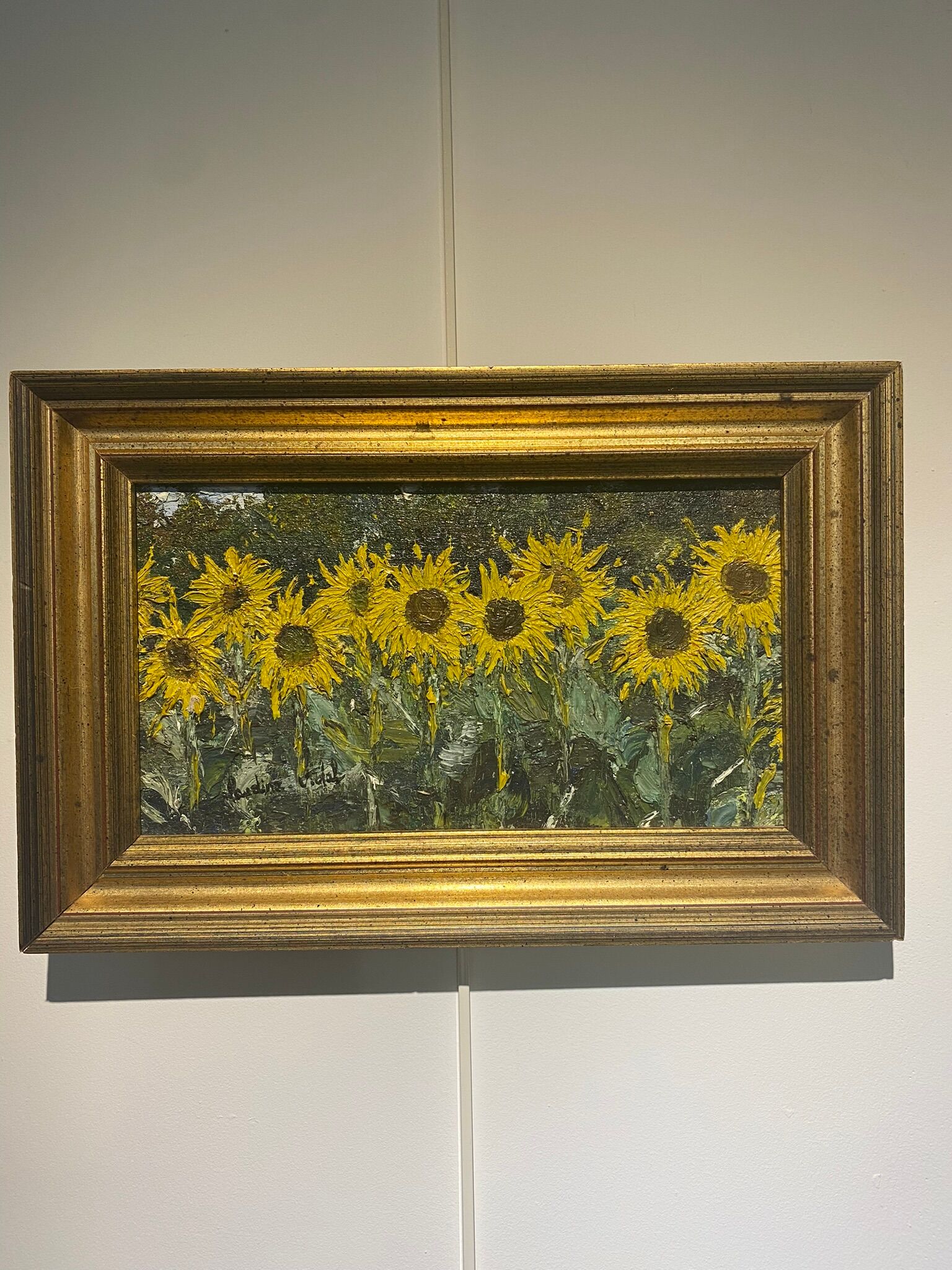 Old painting, still life with sunflowers, signed, XX century