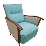 Paire de fauteuils modernes et vintage du milieu du siècle, structure en bois et tubulaire, années 1960, Hongrie
