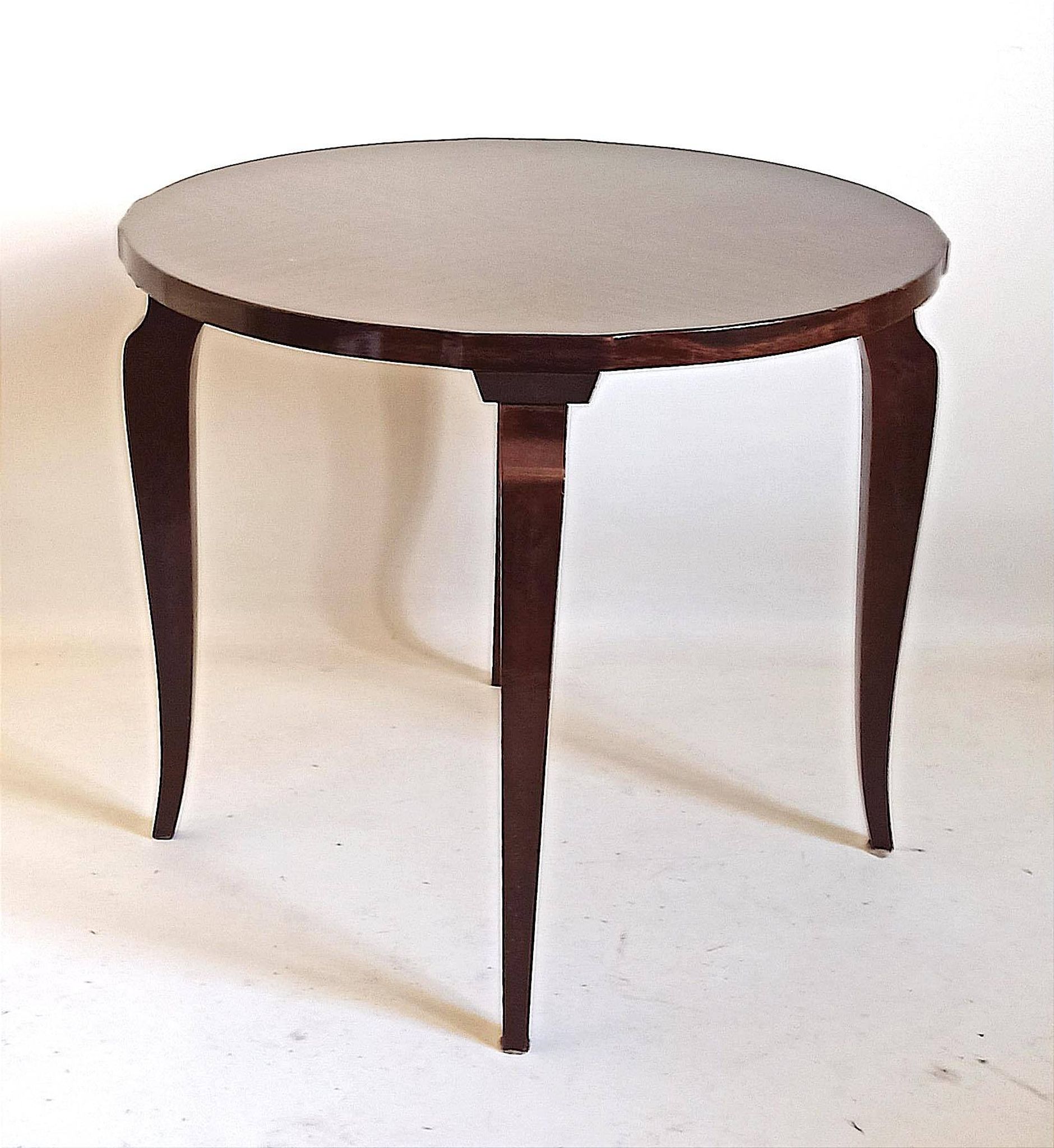 Guéridon Art Déco plaquage acajou Diamètre 60,4 cm