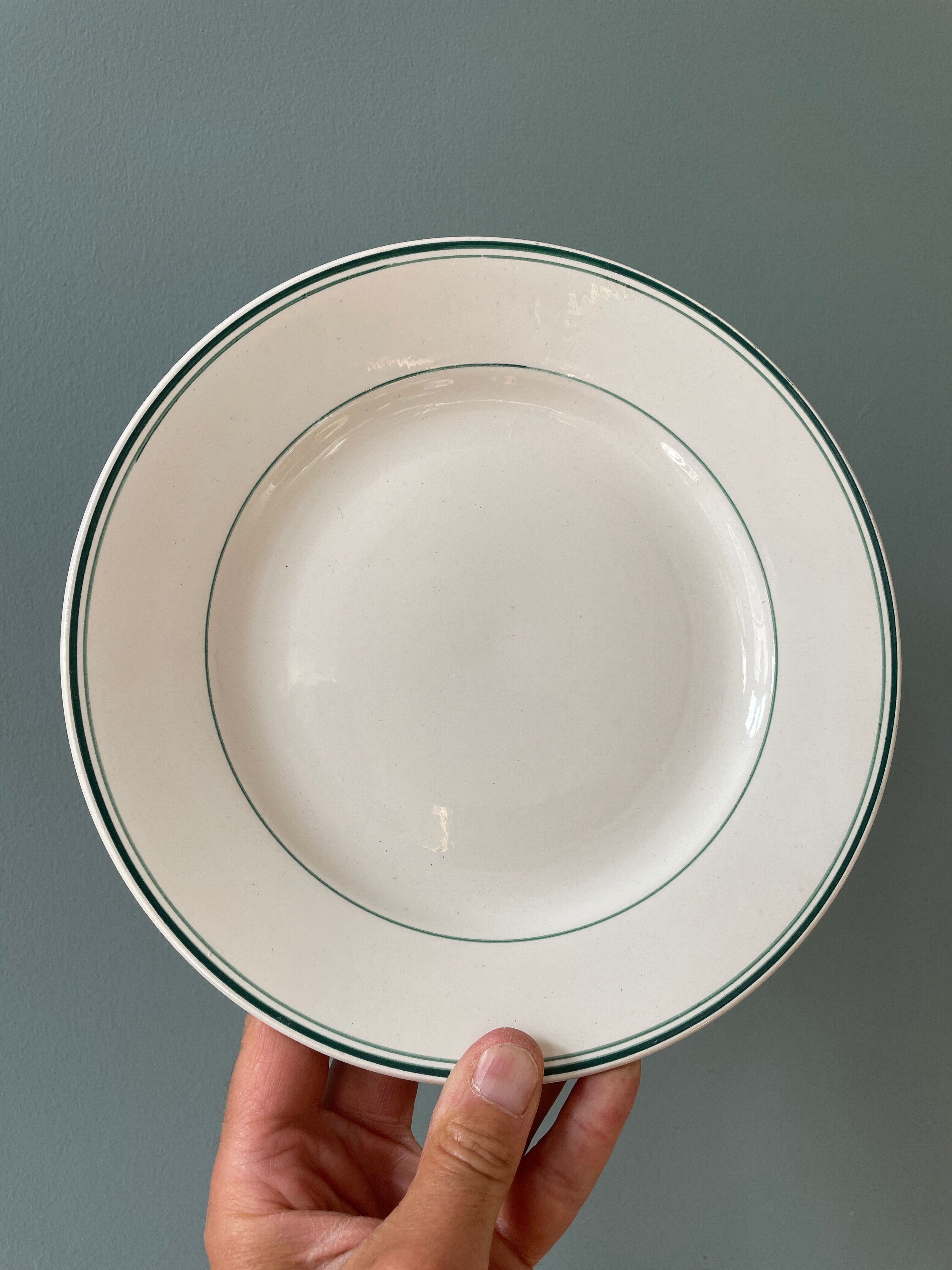 Set of 12 old flat plates in St Amand earthenware
