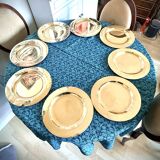 8 large dessert plates in brass