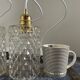 Set of three vintage pendant lamps in chiseled glass