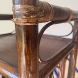 Sellette vintage en bois et rotin