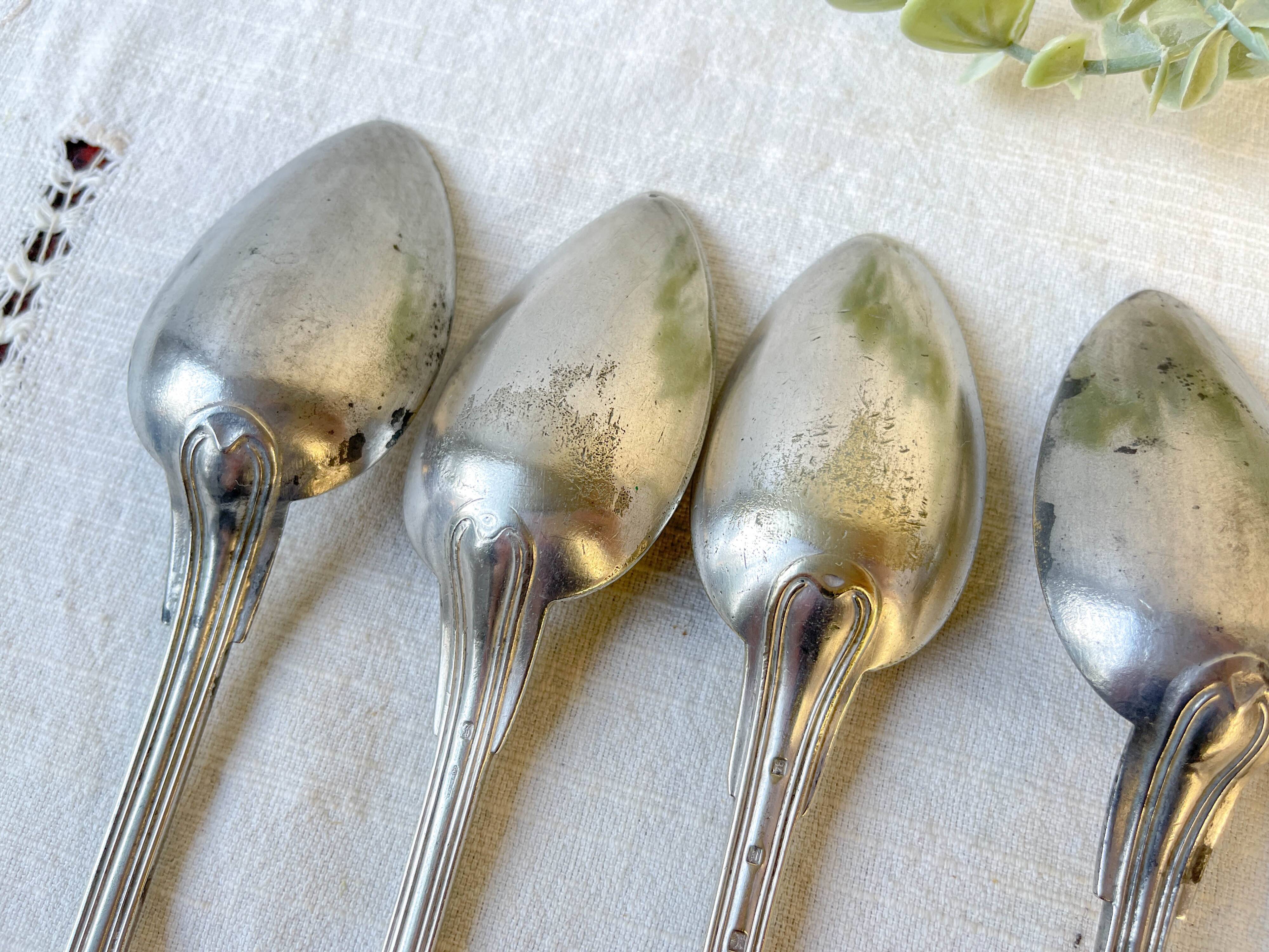 Set of 8 vintage silver plated soup spoons