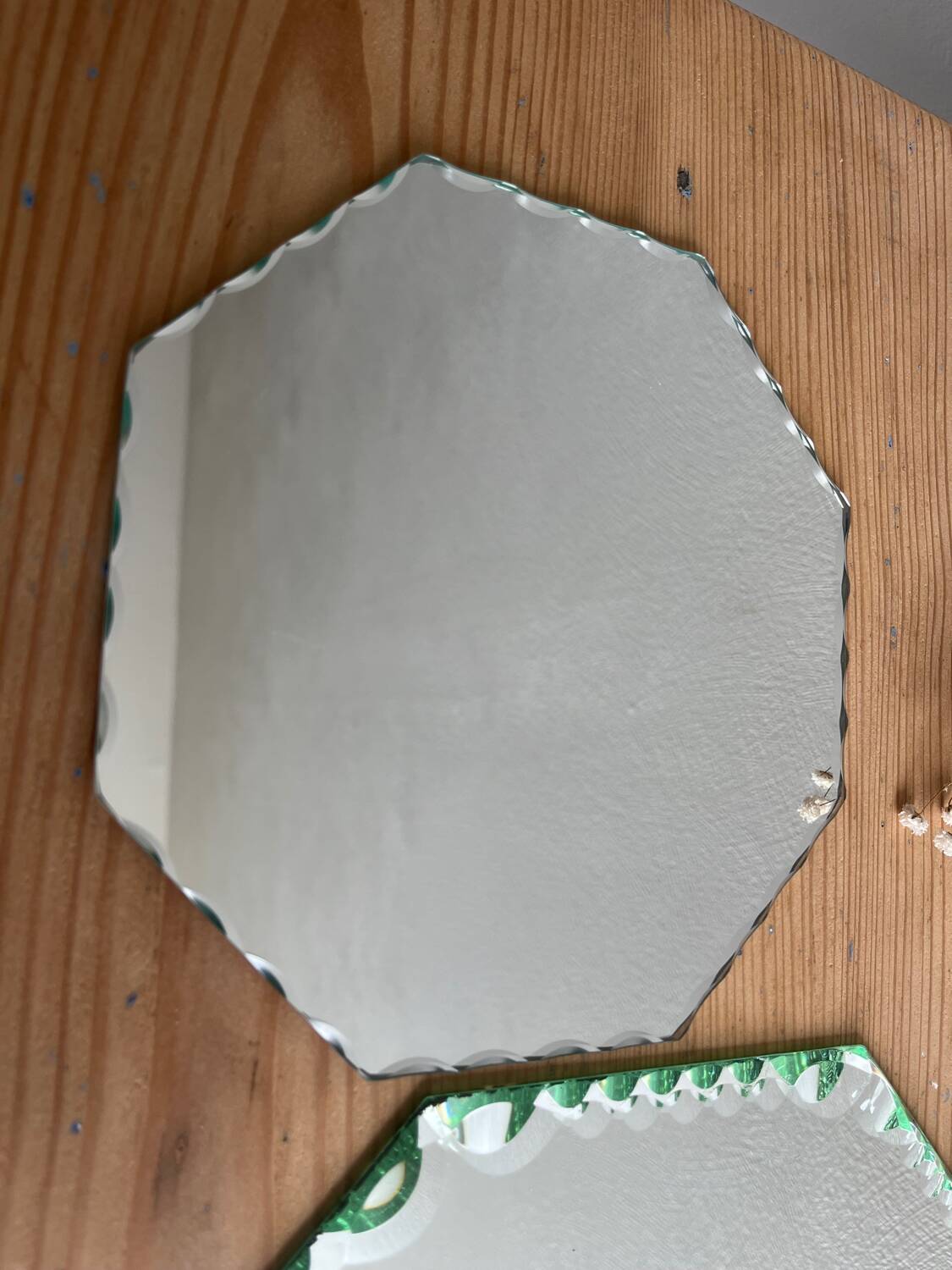 Vintage octagonal beveled mirrors