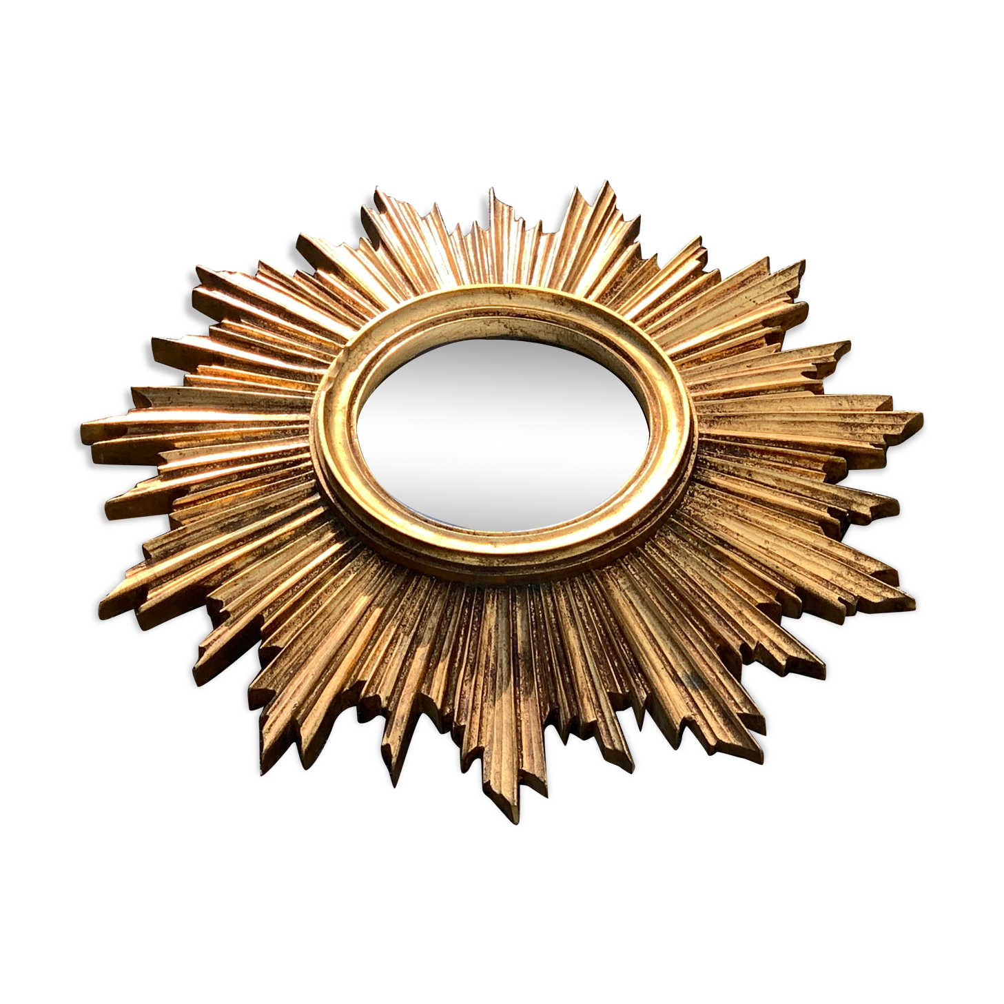 Mirror sun or wooden witch, gilded with gold leaf, diameter 41 cm