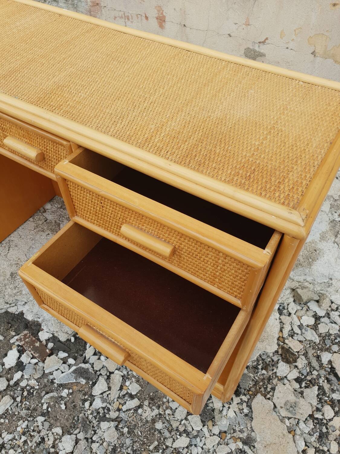 Rattan desk 1980