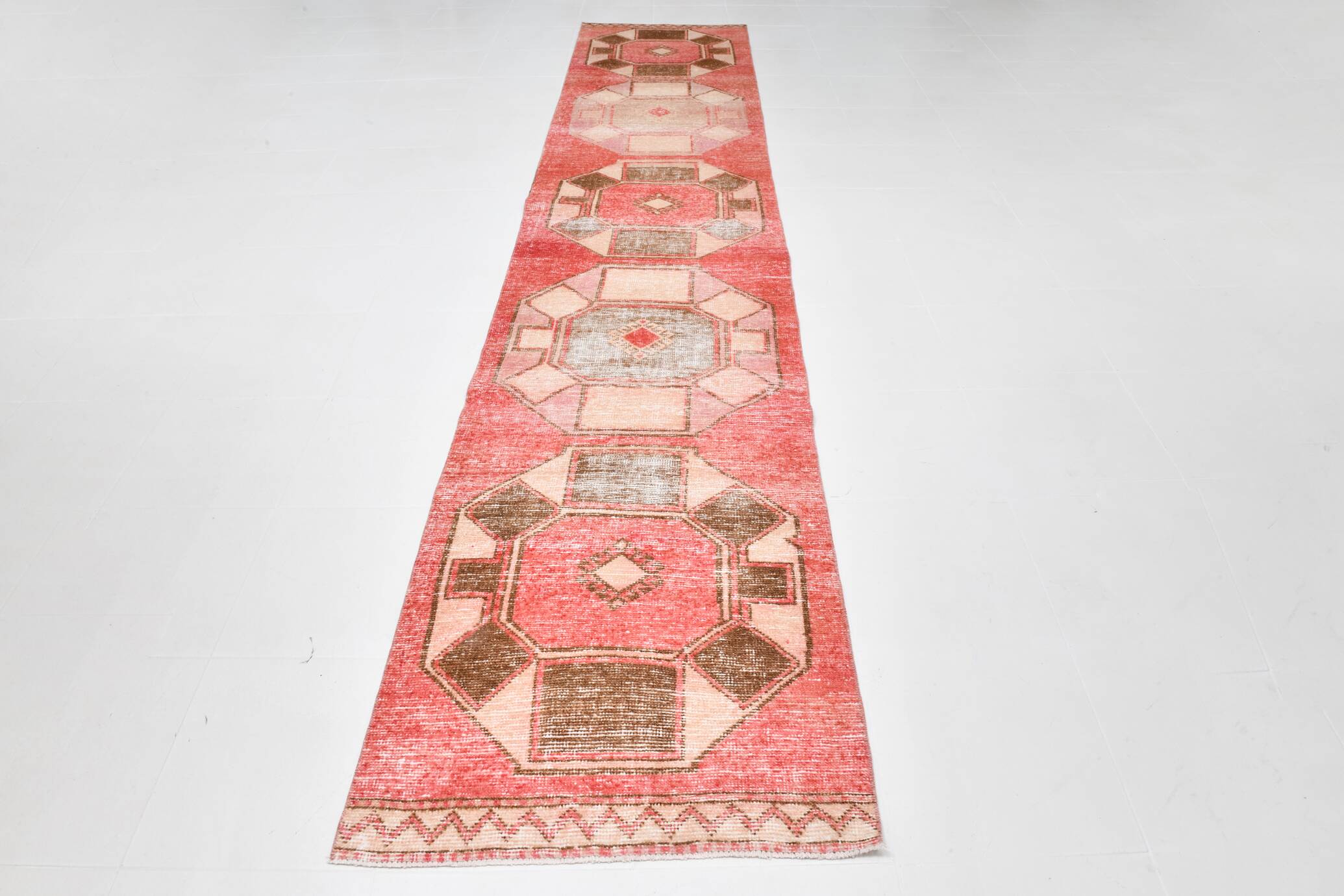 3x15 Vintage Runner Rug, Turkish Runner, Long Wide Hallway Runner, 87x440Cm
