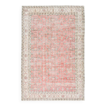 Tapis vintage surdimensionné en laine fait main, couleur pêche pâle, 7 x 11 cm, 219 x 338 cm