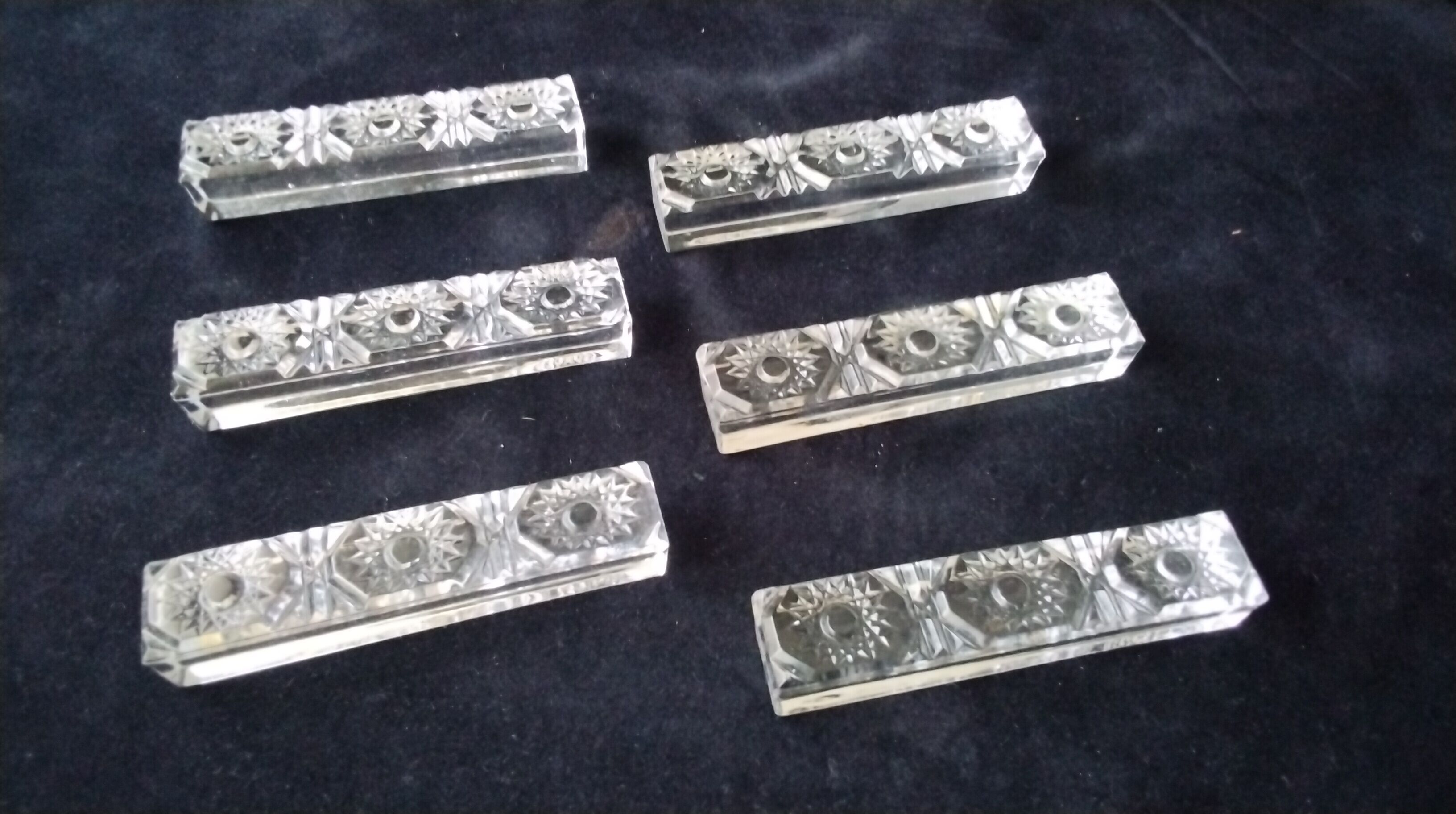 6 rectangular lead crystal knife rests