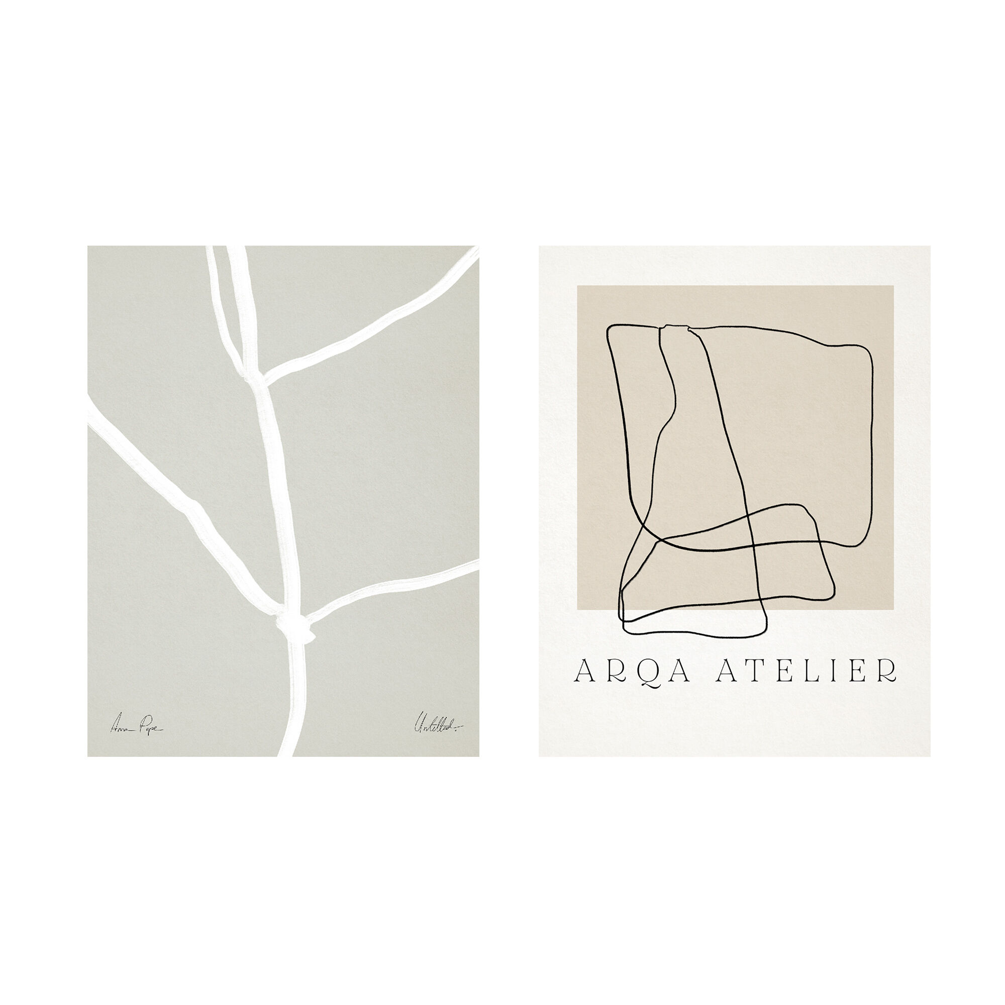 Pair of giclee prints, abstract wall art set of two, 50x70cm