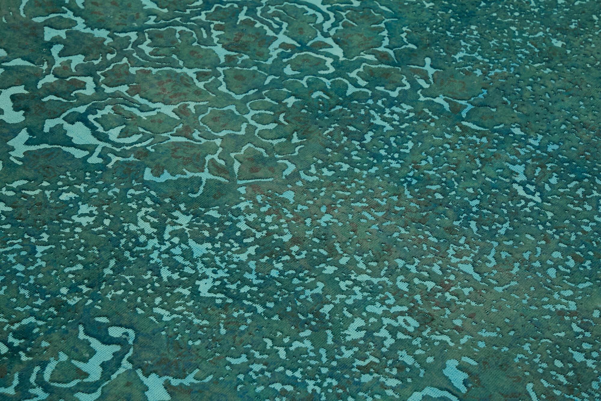 Handmade turkish unique 1980s turquoise wool carpet