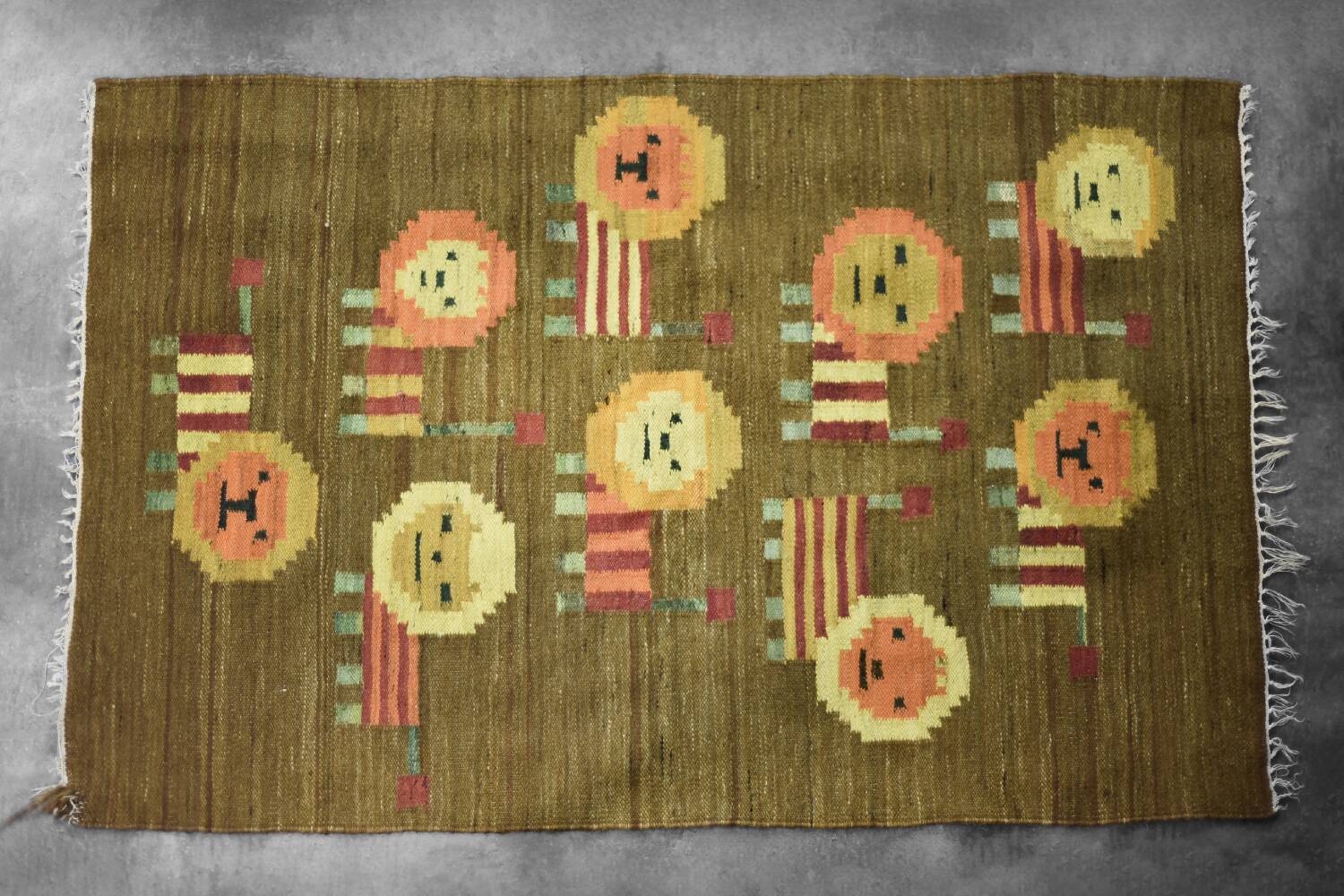 Tapisserie en laine et coton tissés par Maria Janowska, 1970