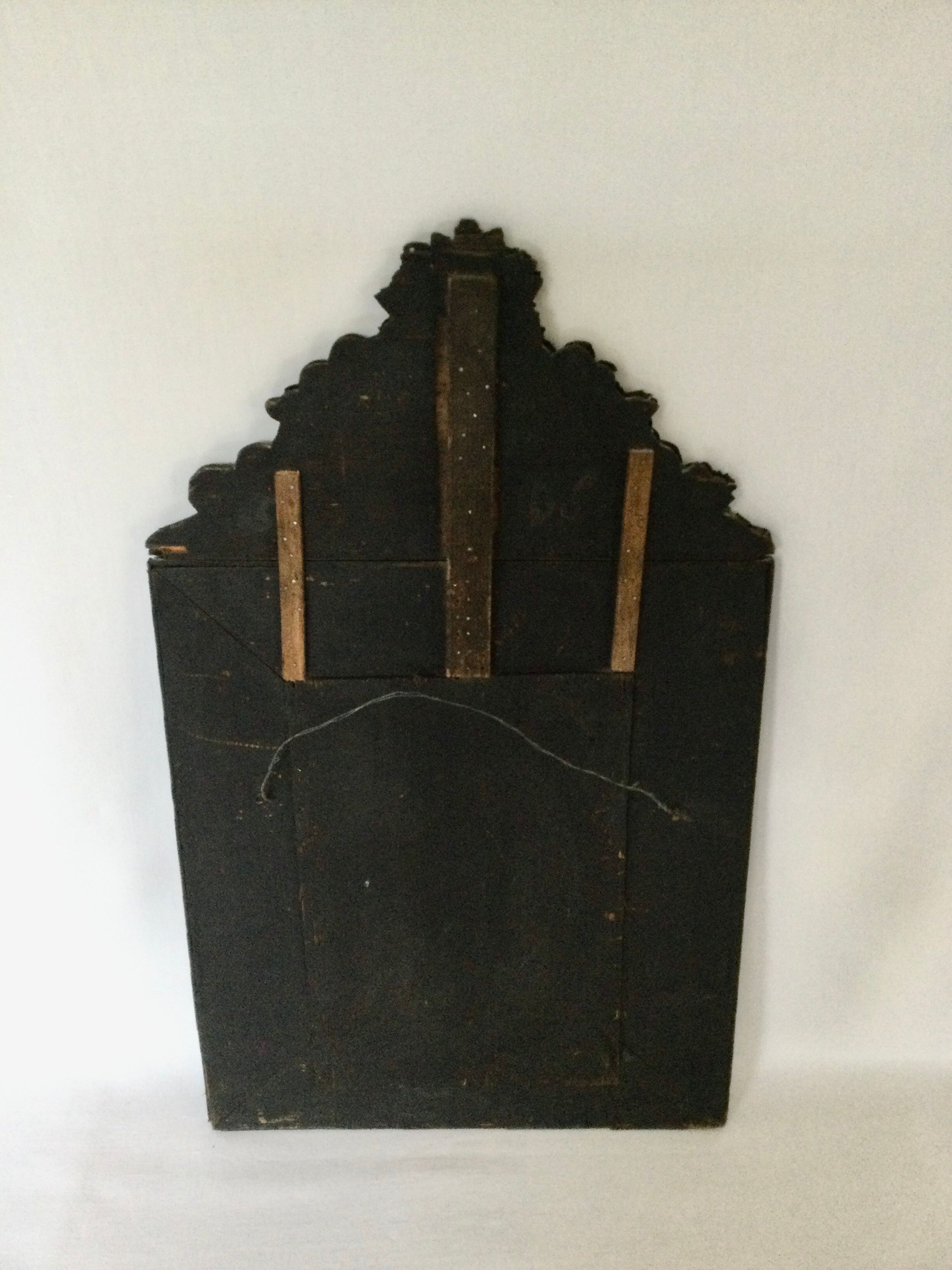 19th century embossed brass mirror with bead - 65x39cm