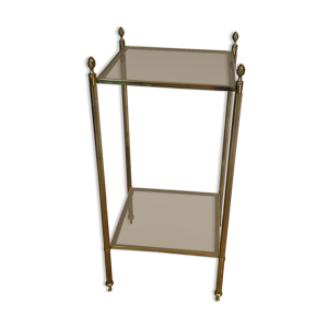 table d'appoint en laiton et verre fumé