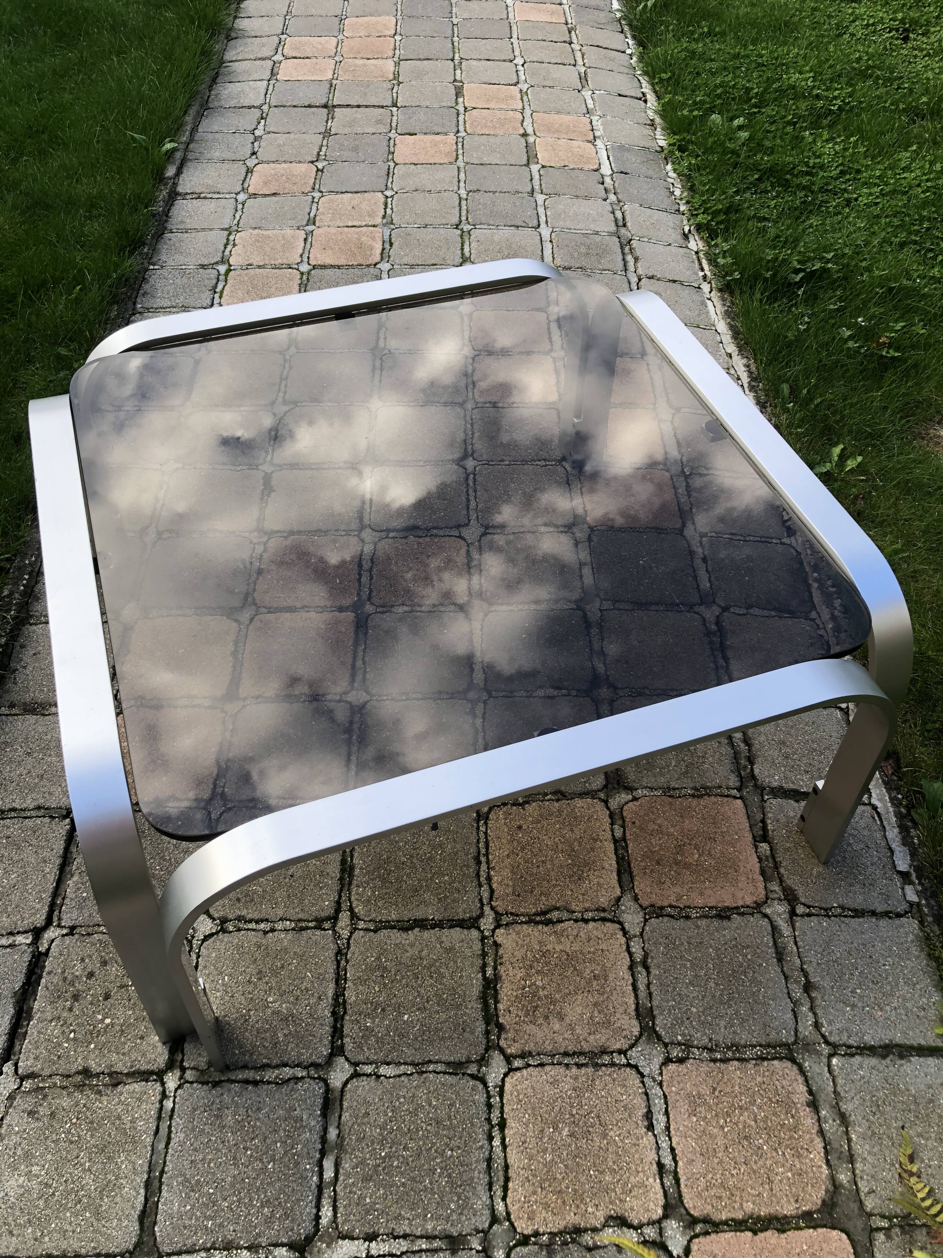 Vintage coffee table square smoked glass 1960s-1970s