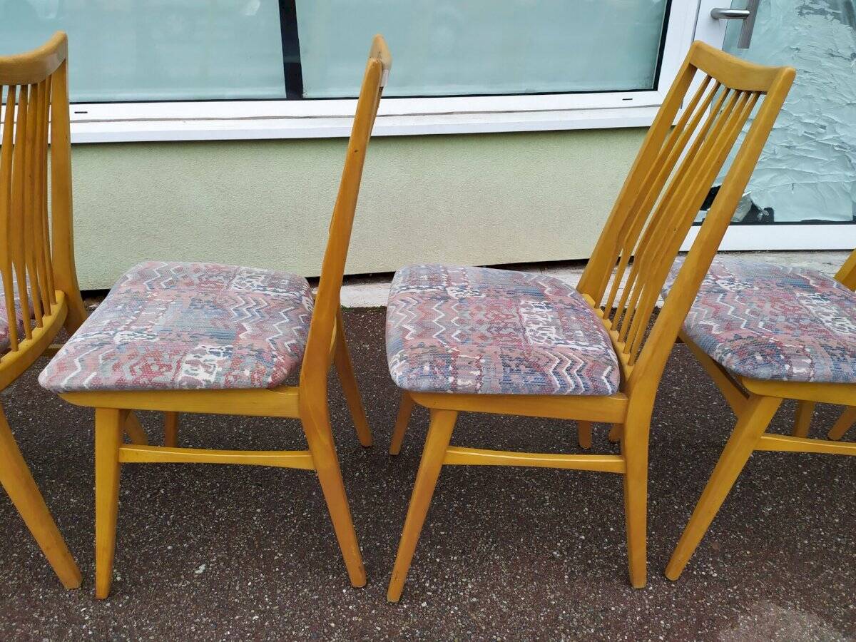 Lot de 8 chaises scandinave bois et tissu