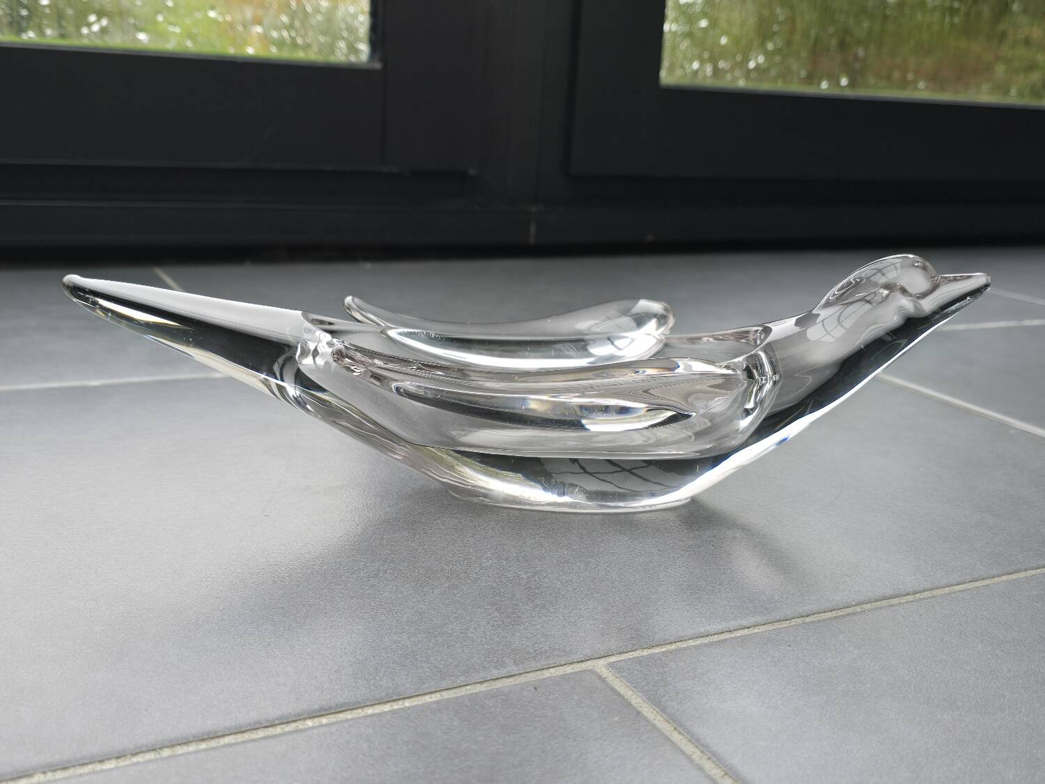 Plate, swallow bird ashtray in French glass from Vanne 1960.