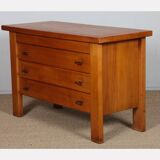 Commode en orme massif éditée par Maison Regain, 1970