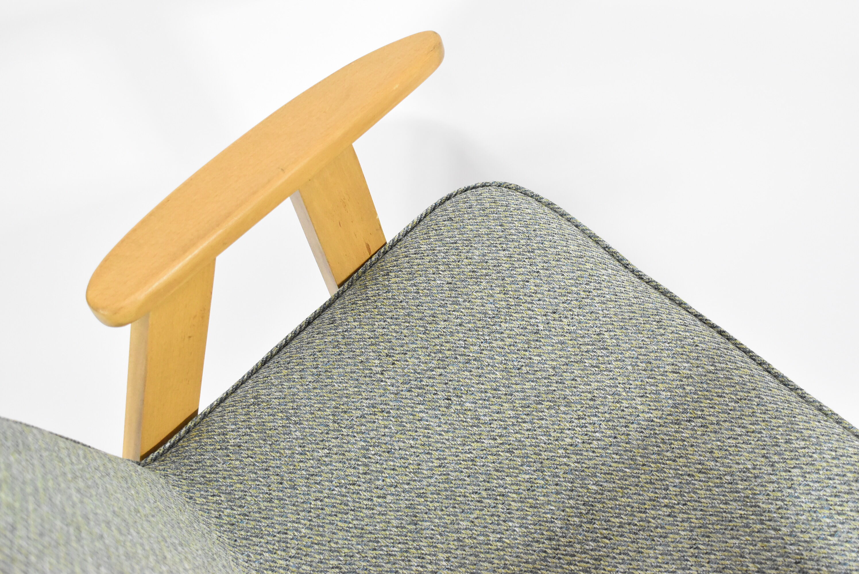 Vintage original armchair model 366, J.Chierowski, Poland, 1960s, green fabric