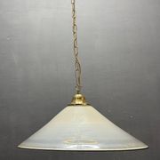 White Murano Glass Pendant Light with Black Rim, Italy, Mid-Century