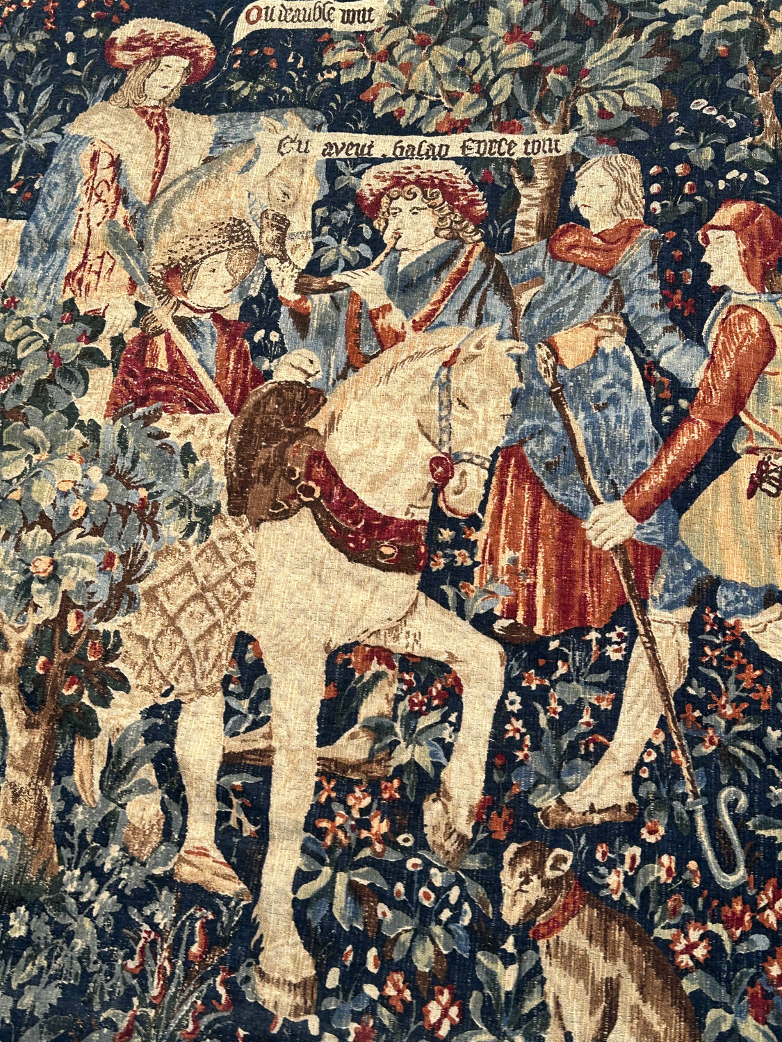 Vintage tapestry hand-screen printed in France